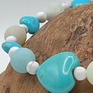 Calia 05. Dyed Howlite, Frosted amazonite, Howlite Stone Bracelet