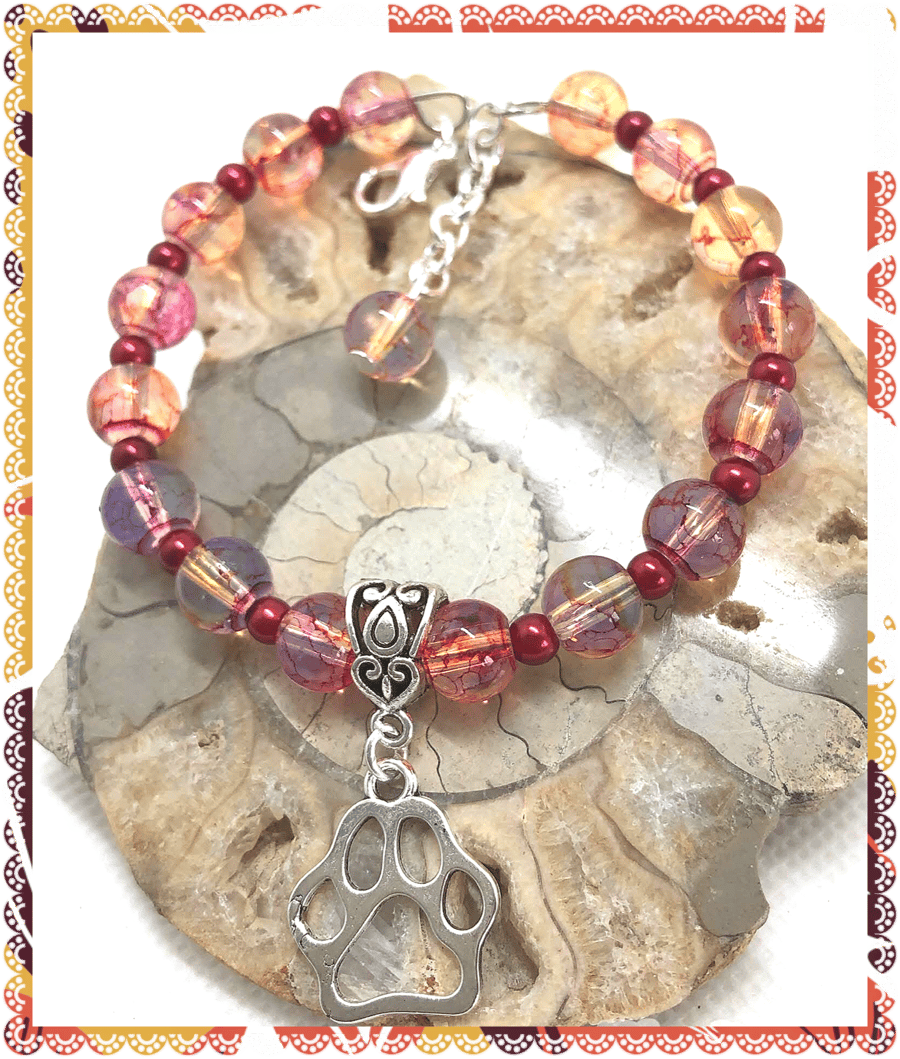  OOAK Paw Print bangle style bracelet 