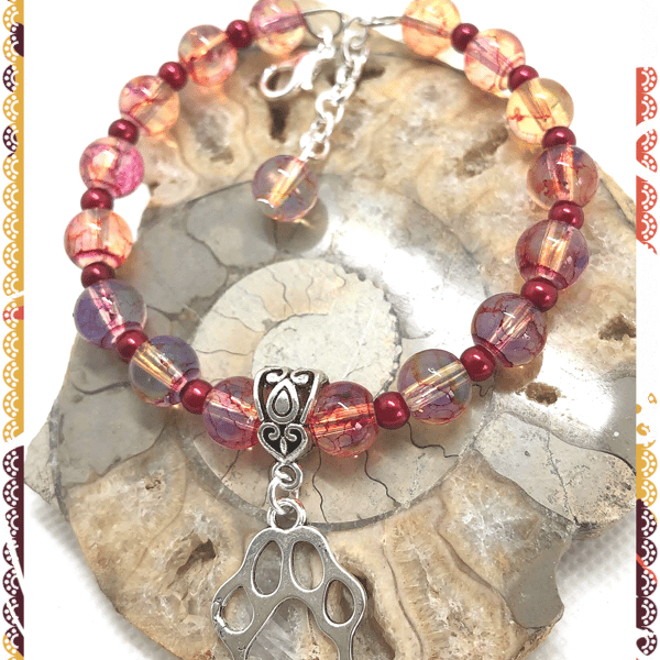  OOAK Paw Print bangle style bracelet 