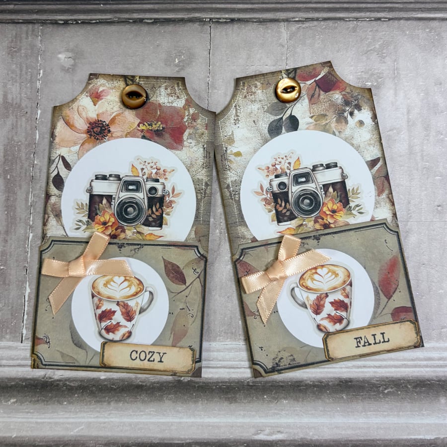 Set of 2 Autumn Gift Tag Pockets by Carolee Crafts PB4 0029