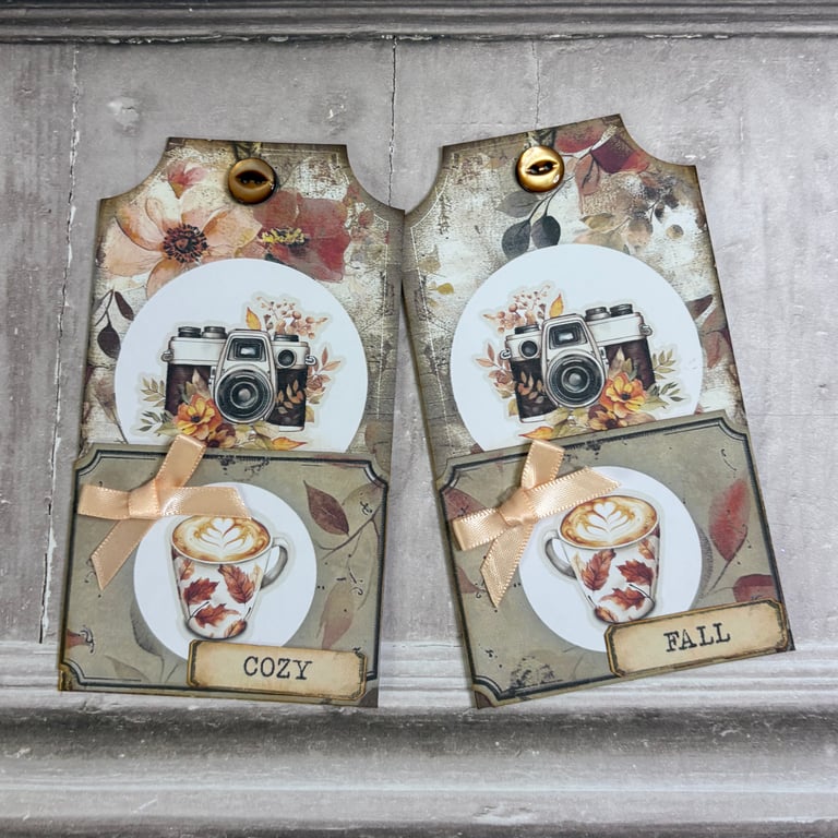 Set of 2 Autumn Gift Tag Pockets by Carolee Crafts PB4 0029