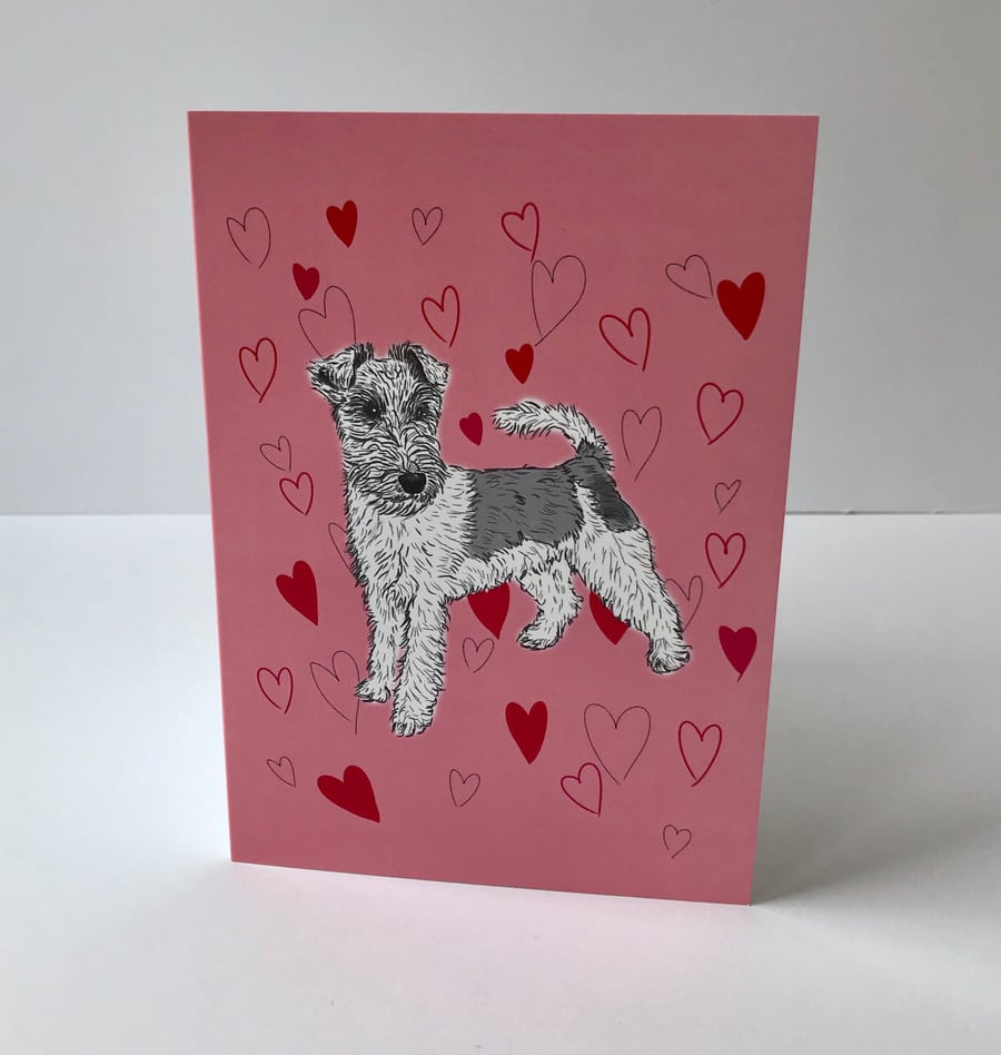 In Love Fox Terrier Card