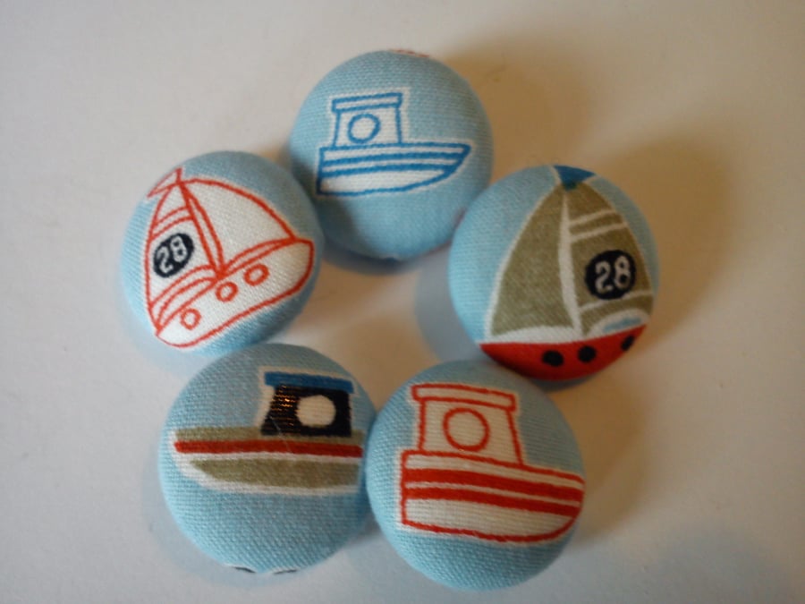 Nautical Mix fabric covered buttons boats 