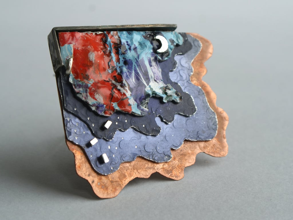Abstract art brooch - tiny moon