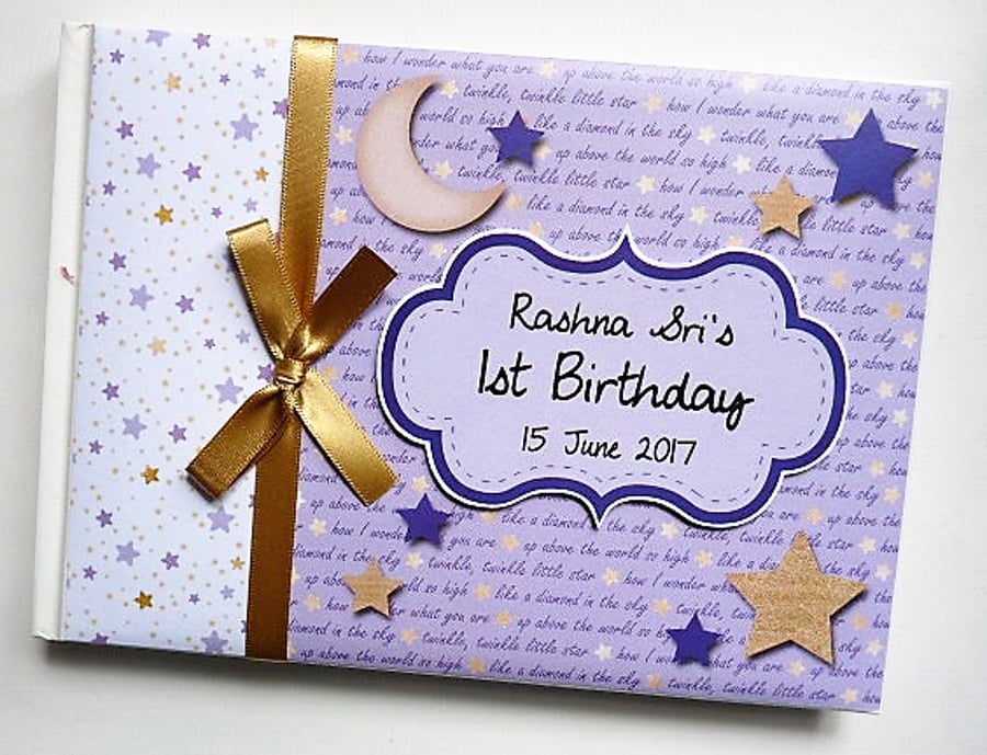 Twinkle Twinkle Little Star girl baby shower guest Book, baby shower gift