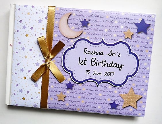 Twinkle Twinkle Little Star girl baby shower guest Book, baby shower gift