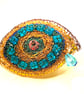 Turquoise Eye shaped recycled brooch - Image 2