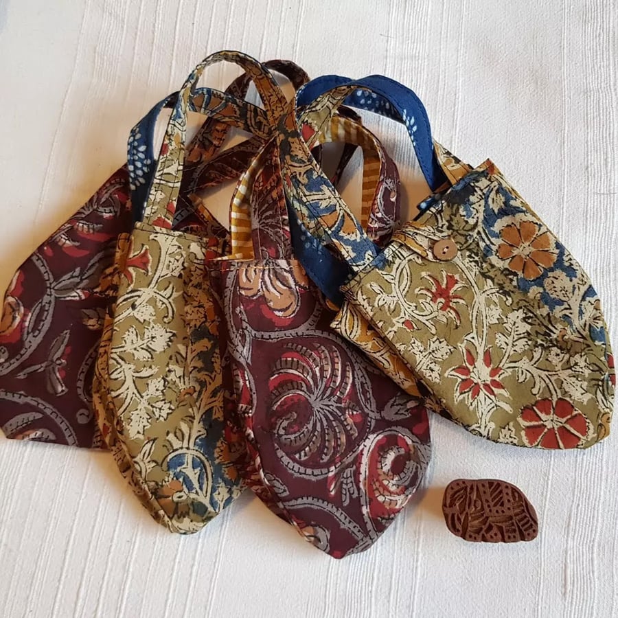 Mini Indian block print gift bag 