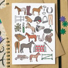 Horse Riding Alphabet Greetings Card