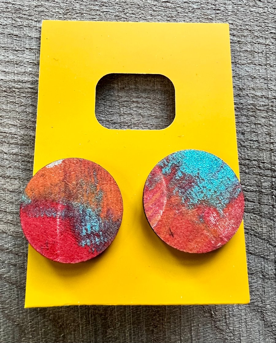 Wood Stud Earrings