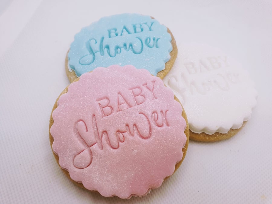 12 X BABY SHOWER BISCUIT FAVOURS - HANDMADE - PERSONALISED