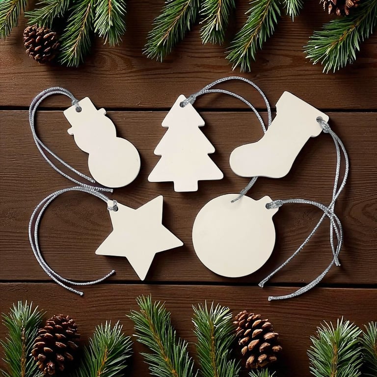 White Christmas Gift Tags Set of Five Handmade Festive Gift Wrapping Decorations