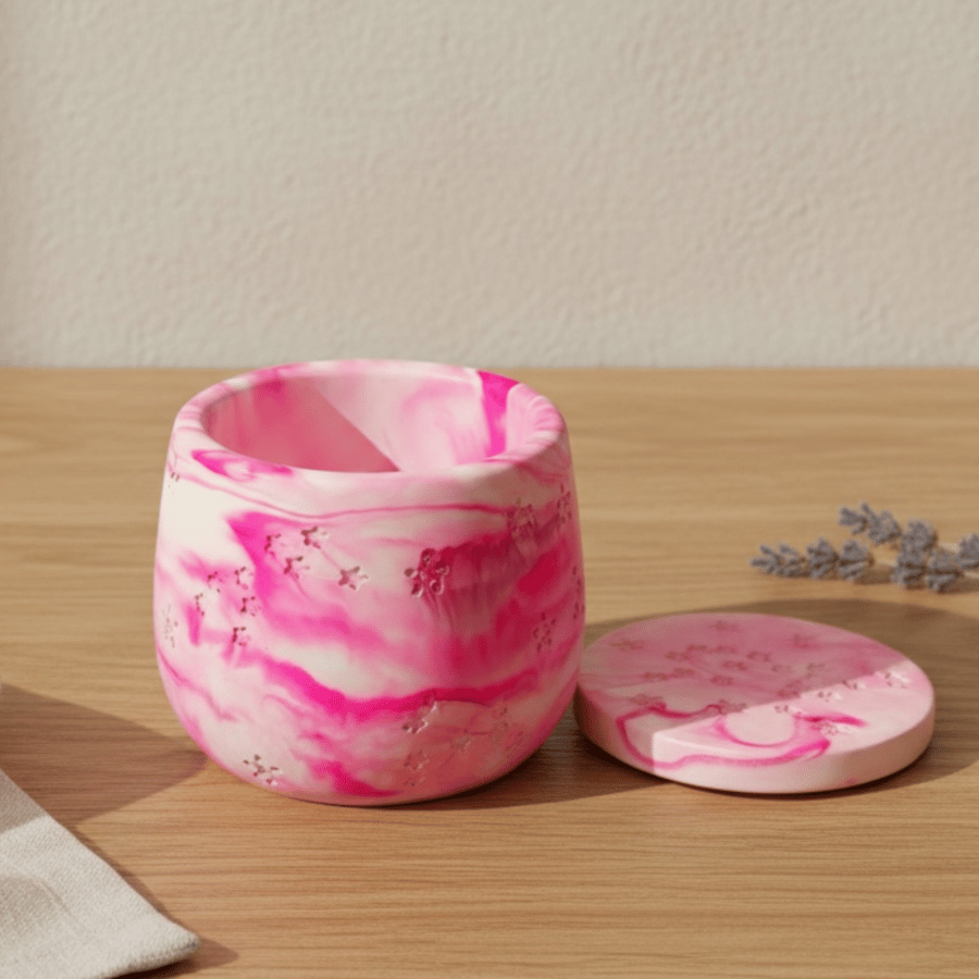 Pink Marble Effect Constellation Jewellery Box - Candle Jar or Trinket Pot stp5