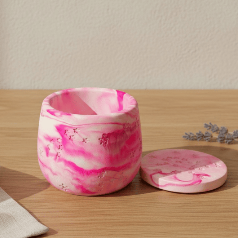 Pink Marble Effect Constellation Jewellery Box - Candle Jar or Trinket Pot stp5