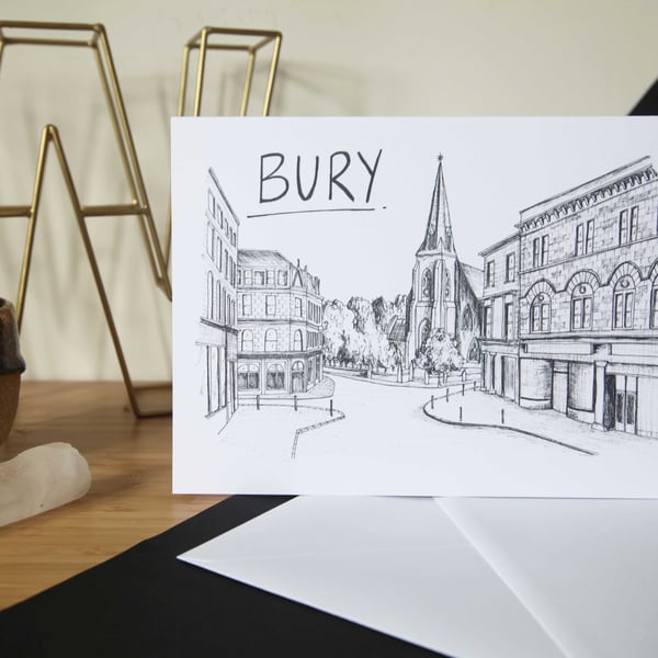 Bury Skyline Greetings Card