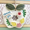 Ceramic Apple decoration Thank You Teacher Gift Pottery Apple pink flower