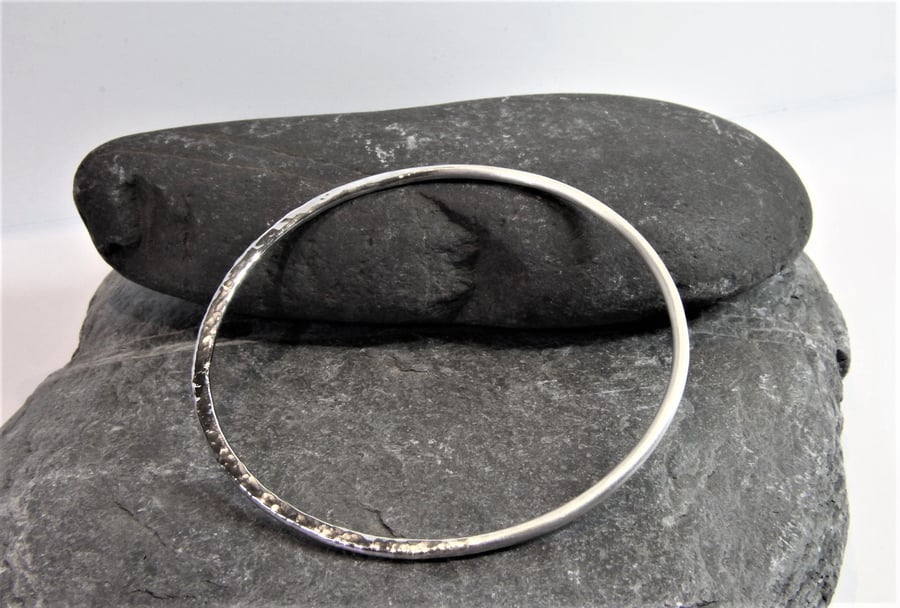 Reflections on the Sea Sterling Silver hammered bangle 