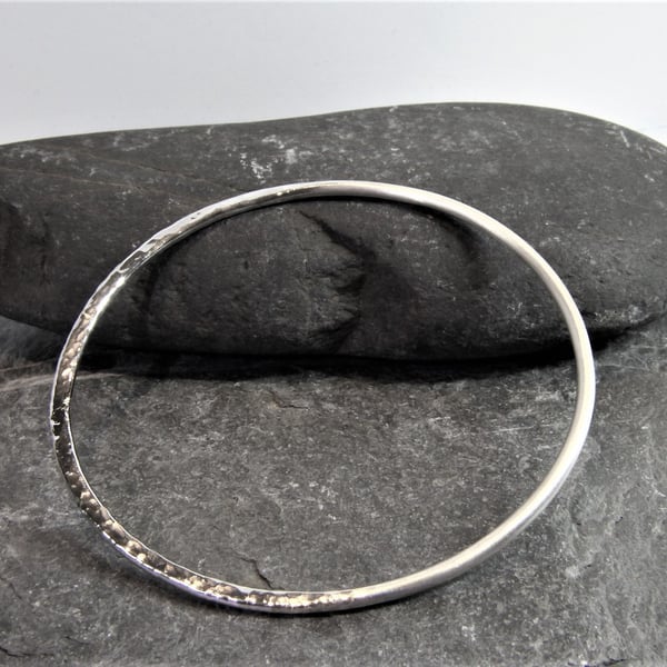 Reflections on the Sea Sterling Silver hammered bangle 