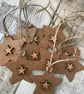 Handmade Wooden Star Gift Tags, Kraft Card, Jute String, Set of 10