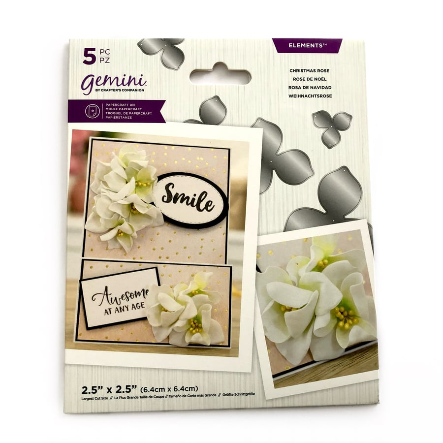 Christmas Rose, 5 piece Papercraft Metal Die set, Gemini Elements Winter flower
