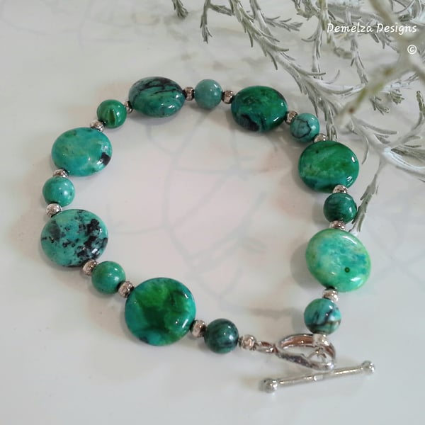 Quality Turquoise (Stabalised)  Sterling silver bracelet
