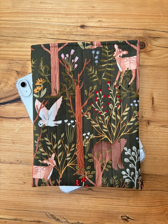 Forest Animals Quilted Fabric I-Pad Sleeve