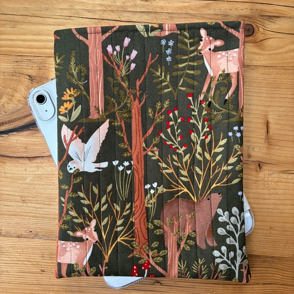 Forest Animals Quilted Fabric I-Pad Sleeve
