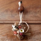 Mini dried flower handmade orange, red and white wreath
