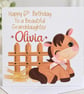 Personalised Horse Birthday Card for Girls - Cute Pony Birthday Card