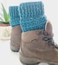 Boot Cuffs Ocean Blue, Crochet Aran Ankle Warmers