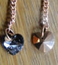 Dark Grey Black Swarovski Chrystal heart drop earrings  Rose gold revere  - Image 2