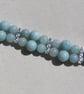 Aquamarine & Larimar Gemstone Crystal Beaded Bracelet "Caribbean Blues" - Image 6