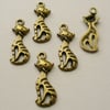 5   Antique Bronze Cat Charms