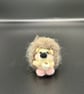 Cute Handmade Needle Felted Hedgehog Drinking Tea Wearing Pink Slippers