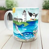 Puffin & Gannet Mug - Seaside Watercolours - Nautical Coastal Kitchen Decor