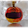 Dichroic Glass Pendant 050 Red Fire Handmade with gold plated chain