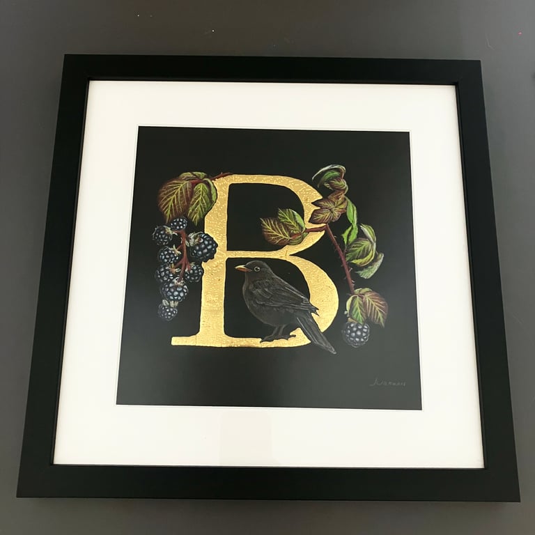 BlackBerry Blackbird Gilded Letter B Artwork 