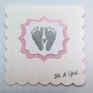 Footprints New Baby Embossed Card