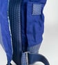 Handmade navy dry cotton oilskin and faux leather fold-over fully lined backpack - Image 3