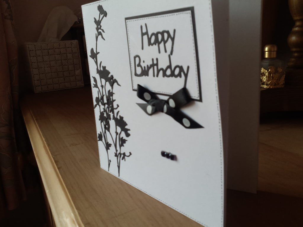 Mono wild flower birthday card