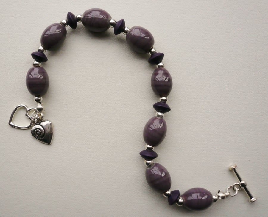 Purple and Silver Bracelet   KCJ327