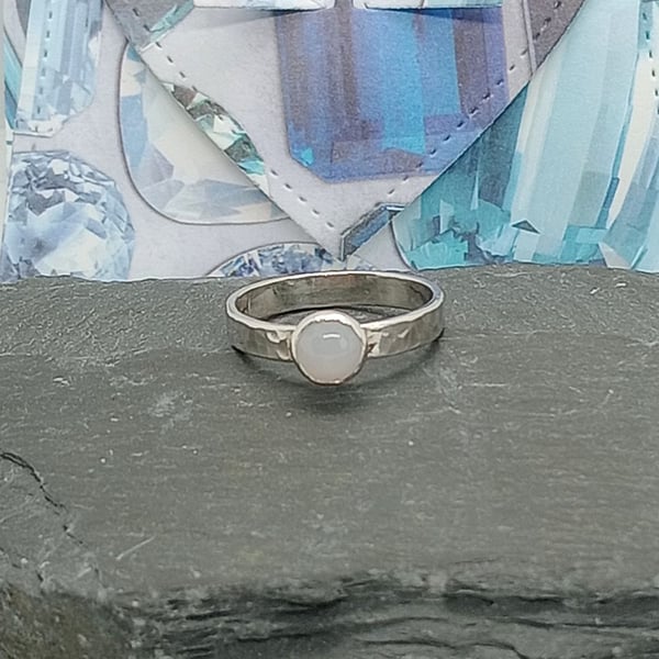 Gemstone Ring Blue Lace Agate Sterling Silver Hallmarked size M gift wrapped