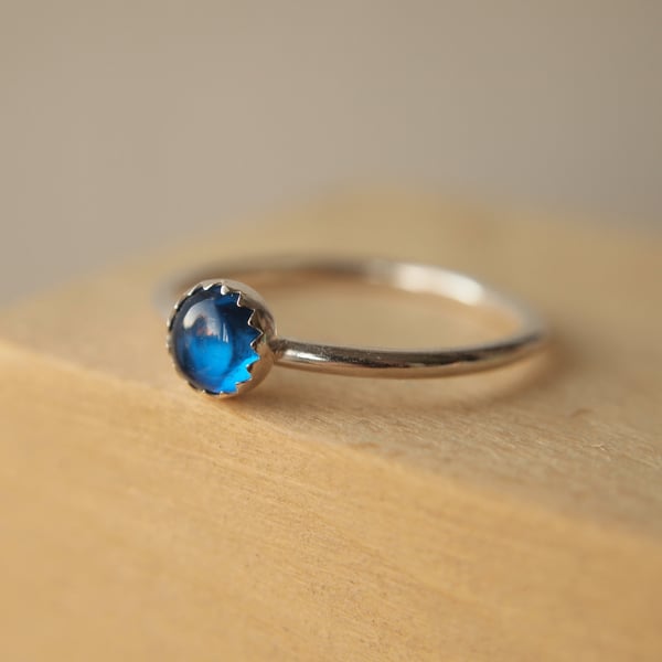 Lab Sapphire Silver Gemstone Ring