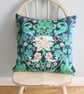 Botanical Cats Cushion - "That Aint A Strawberry Thief" in cotton - Image 1