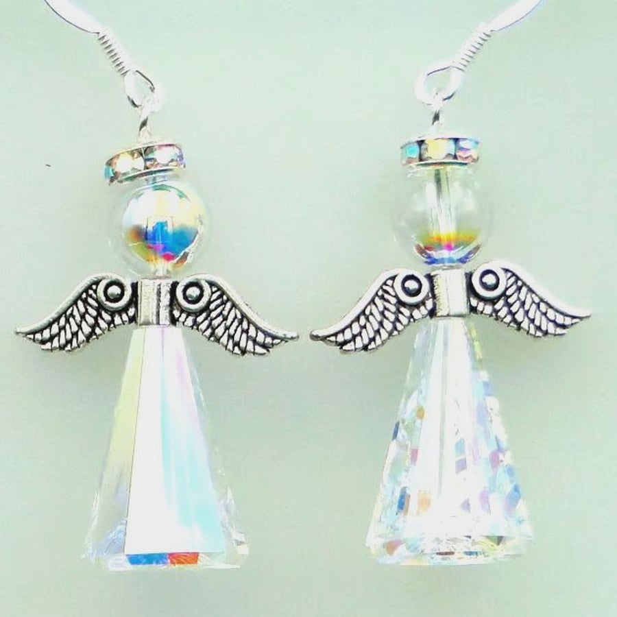 Sparkly Christmas Crystal Angel Earrings   Party wear Present