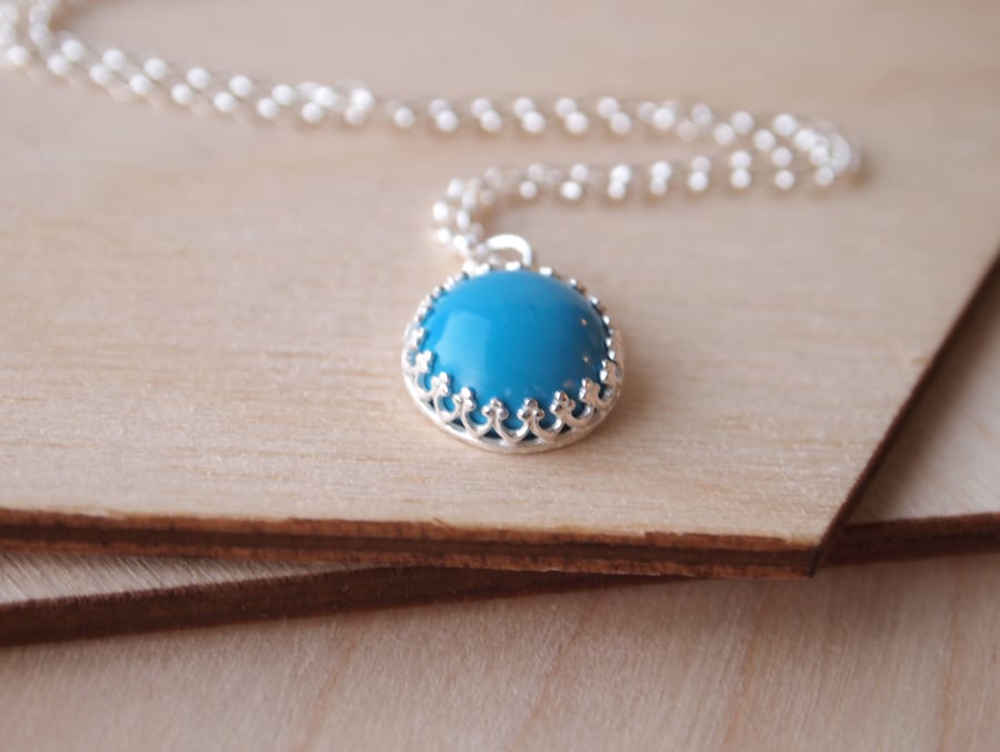 Turquoise and Silver Necklace - Turquoise Pendant - December Birthstone