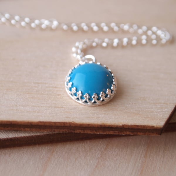 Turquoise and Silver Necklace - Turquoise Pendant - December Birthstone