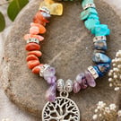 Handmade Chakra Balancing Bracelet - Tree of Life Charm 