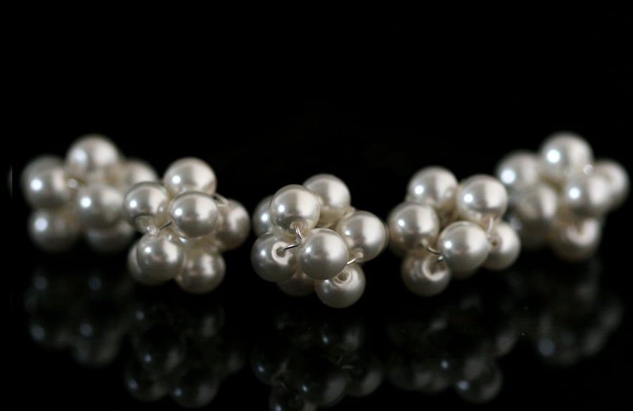 x5 Crystal Pearl Cluster Bridal Wedding Hairpins Ivory, White or Cream