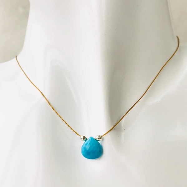 Turquoise briolette gemstone necklace 